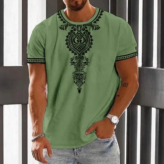 Clearance OUKU Men's Graphic Tribal T Shirt Short Sleeve T shirt 3D Print Crew Neck Shirt Vintage Fashion Designer Outdoor Daily Sports White Blue Green Spring & Summer Clothing Apparel S M L XL 2XL 3XL