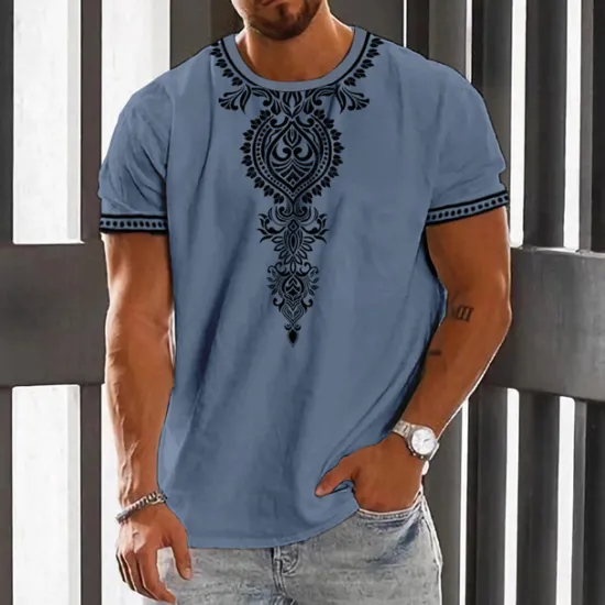 Clearance OUKU Men's Graphic Tribal T Shirt Short Sleeve T shirt 3D Print Crew Neck Shirt Vintage Fashion Designer Outdoor Daily Sports White Blue Green Spring & Summer Clothing Apparel S M L XL 2XL 3XL