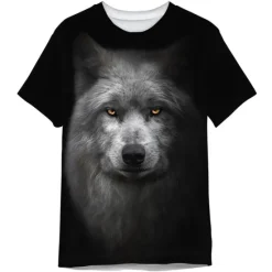 OUKU Men's Graphic Wolf T Shirt Short Sleeve T shirt 3D Print Crew Neck Shirt Designer Classic Casual Daily Sports Weekend Black Gray Summer Clothing Apparel S M L XL XXL 3XL 4XL