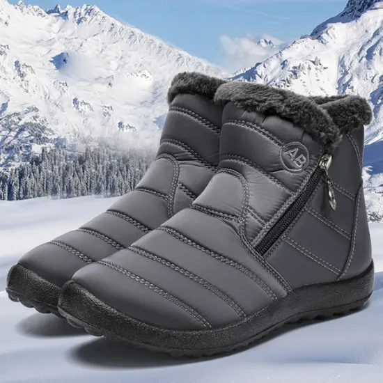 Outlet OUKU Men's Gray Winter Boots with Zipper Closure, Warm Fleece Lining, and Waterproof Design – Ideal for Outdoor Activities in Cold Weather