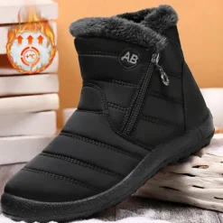 Outlet OUKU Men's Gray Winter Boots with Zipper Closure, Warm Fleece Lining, and Waterproof Design – Ideal for Outdoor Activities in Cold Weather