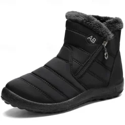Outlet OUKU Men's Gray Winter Boots with Zipper Closure, Warm Fleece Lining, and Waterproof Design – Ideal for Outdoor Activities in Cold Weather