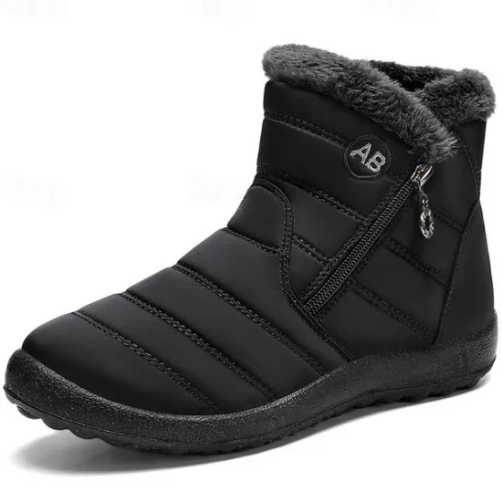 Outlet OUKU Men's Gray Winter Boots with Zipper Closure, Warm Fleece Lining, and Waterproof Design – Ideal for Outdoor Activities in Cold Weather