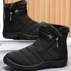 Outlet OUKU Men's Gray Winter Boots with Zipper Closure, Warm Fleece Lining, and Waterproof Design – Ideal for Outdoor Activities in Cold Weather
