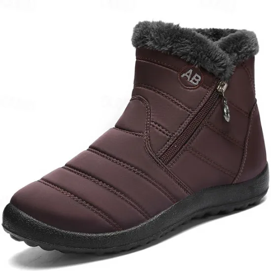 Outlet OUKU Men's Gray Winter Boots with Zipper Closure, Warm Fleece Lining, and Waterproof Design – Ideal for Outdoor Activities in Cold Weather