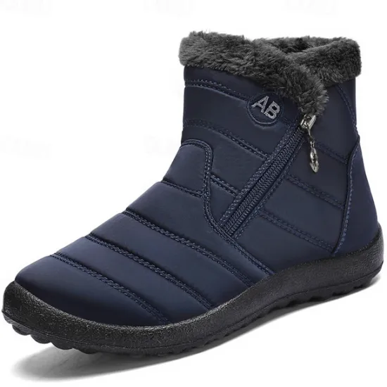 Outlet OUKU Men's Gray Winter Boots with Zipper Closure, Warm Fleece Lining, and Waterproof Design – Ideal for Outdoor Activities in Cold Weather