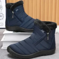 Outlet OUKU Men's Gray Winter Boots with Zipper Closure, Warm Fleece Lining, and Waterproof Design – Ideal for Outdoor Activities in Cold Weather