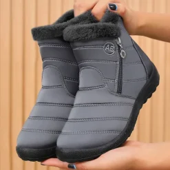 Outlet OUKU Men's Gray Winter Boots with Zipper Closure, Warm Fleece Lining, and Waterproof Design – Ideal for Outdoor Activities in Cold Weather