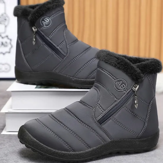 Outlet OUKU Men's Gray Winter Boots with Zipper Closure, Warm Fleece Lining, and Waterproof Design – Ideal for Outdoor Activities in Cold Weather