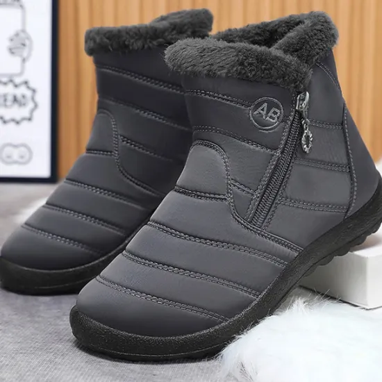 Outlet OUKU Men's Gray Winter Boots with Zipper Closure, Warm Fleece Lining, and Waterproof Design – Ideal for Outdoor Activities in Cold Weather