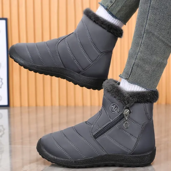 Outlet OUKU Men's Gray Winter Boots with Zipper Closure, Warm Fleece Lining, and Waterproof Design – Ideal for Outdoor Activities in Cold Weather