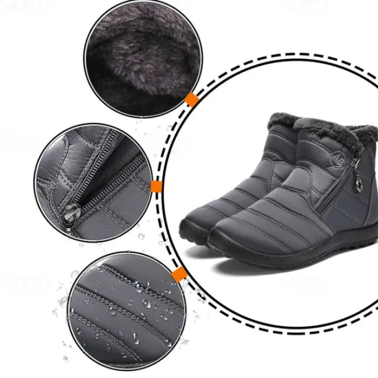 Outlet OUKU Men's Gray Winter Boots with Zipper Closure, Warm Fleece Lining, and Waterproof Design – Ideal for Outdoor Activities in Cold Weather