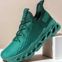 OUKU Men's Green Running Sneakers with Mesh Upper and Lightweight Design – Breathable, Comfortable Athletic Shoes for Sports, Workouts and Casual Wear
