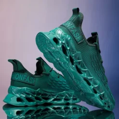 OUKU Men's Green Running Sneakers with Mesh Upper and Lightweight Design – Breathable, Comfortable Athletic Shoes for Sports, Workouts and Casual Wear