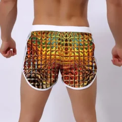 Hot OUKU Men's Grid / Plaid Geometric Pattern Swim Shorts Board Shorts Swimming Trunks Mid Waist Fashion Designer Surfing Holiday Beach Pocket Drawstring Elastic Waist Designer Clothing Apparel Yellow