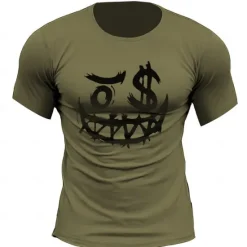 Hot OUKU Men's Grimace T Shirt Tee Top 100% Cotton Short Sleeve Graphic Shirt Heather Gray Black Army Green Comfortable Tee Street Fashion Designer Clothing