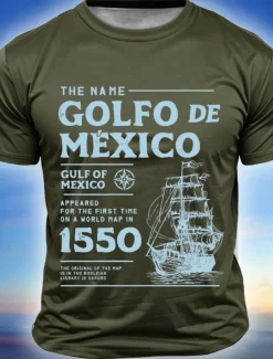 Discount OUKU Men's Gulf of Mexico T Shirt Short Sleeve T shirt 3D Print Crew Neck Shirt Fashion Daily Street Daily Black White Blue Summer Spring Clothing Apparel S M L XL XXL XXXL