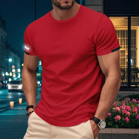 Hot OUKU Men's Gym Shirt Athletic Shirts Crew Neck Short Sleeves Casual Daily Gym Quick dry Breathable Solid Color Black White Activewear Polyester Sport Outdoor