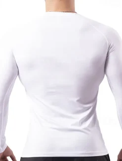 Outlet OUKU Men's Gym Shirt Fitness Shirt Long Sleeve Shirt Crew Neck Long Sleeve Sports & Outdoor Vacation Going out Casual Daily Quick dry Breathable Soft Plain Black / White Black Activewear Fashion Sport