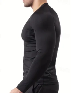 Outlet OUKU Men's Gym Shirt Fitness Shirt Long Sleeve Shirt Crew Neck Long Sleeve Sports & Outdoor Vacation Going out Casual Daily Quick dry Breathable Soft Plain Black / White Black Activewear Fashion Sport