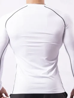 Outlet OUKU Men's Gym Shirt Fitness Shirt Long Sleeve Shirt Crew Neck Long Sleeve Sports & Outdoor Vacation Going out Casual Daily Quick dry Breathable Soft Plain Black / White Black Activewear Fashion Sport