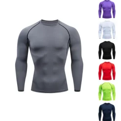 Sale OUKU Men's Gym Shirt Sports T-Shirt Crew Neck Long Sleeve Sports & Outdoor Fitness Gym Soft Plain Black White Activewear Fashion Sport