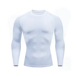 Sale OUKU Men's Gym Shirt Sports T-Shirt Crew Neck Long Sleeve Sports & Outdoor Fitness Gym Soft Plain Black White Activewear Fashion Sport