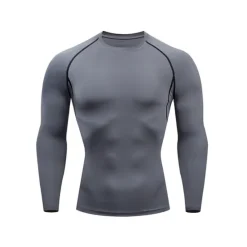 Sale OUKU Men's Gym Shirt Sports T-Shirt Crew Neck Long Sleeve Sports & Outdoor Fitness Gym Soft Plain Black White Activewear Fashion Sport