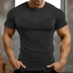 Best OUKU Men's Gym Shirt Sports T-Shirt Crew Neck Short Sleeve Sport Casual Daily Gym Quick dry Breathable Soft Color Block Black Yellow Activewear Fashion Basic