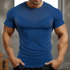 Best OUKU Men's Gym Shirt Sports T-Shirt Crew Neck Short Sleeve Sport Casual Daily Gym Quick dry Breathable Soft Color Block Black Yellow Activewear Fashion Basic