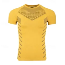 Best OUKU Men's Gym Shirt Sports T-Shirt Crew Neck Short Sleeve Sport Casual Daily Gym Quick dry Breathable Soft Color Block Black Yellow Activewear Fashion Basic