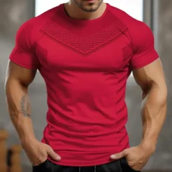 Best OUKU Men's Gym Shirt Sports T-Shirt Crew Neck Short Sleeve Sport Casual Daily Gym Quick dry Breathable Soft Color Block Black Yellow Activewear Fashion Basic
