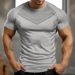 Best OUKU Men's Gym Shirt Sports T-Shirt Crew Neck Short Sleeve Sport Casual Daily Gym Quick dry Breathable Soft Color Block Black Yellow Activewear Fashion Basic
