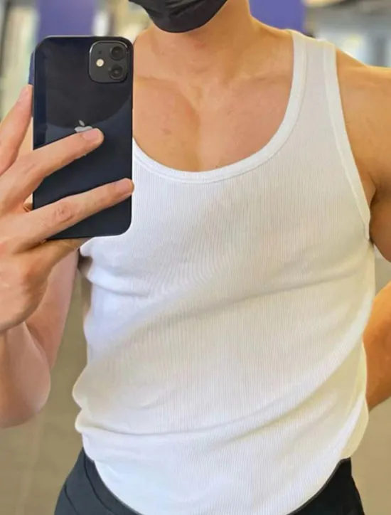 Online OUKU Men's GYM Tank Running Tank Workout Tank Men Tops Crew Neck Sleeveless Sports & Outdoor Vacation Going out Casual Daily Quick dry Moisture Wicking Breathable Soft Plain Black White Activewear Fashion