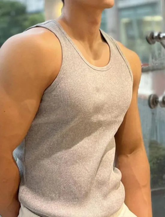 Online OUKU Men's GYM Tank Running Tank Workout Tank Men Tops Crew Neck Sleeveless Sports & Outdoor Vacation Going out Casual Daily Quick dry Moisture Wicking Breathable Soft Plain Black White Activewear Fashion