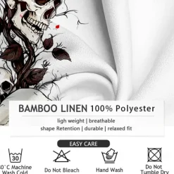 Discount OUKU Men's Halloween Costumes Day of the Dead Rose Button Up Shirt Long Sleeve Horror Dark Vacation Party Evening Wear Daily Summer Spring & Fall Grandad Collar Band Collar 3D Print Rose+Black Violet Red