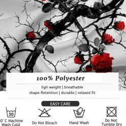 Clearance OUKU Men's Halloween Costumes Day of the Dead Rose Button Up Shirt Long Sleeve Fashion Casual Party Evening Wear Daily Fall Winter Spring & Summer Shirt Collar Button Up 3D Print White