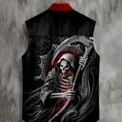 OUKU Men's Halloween Costumes Shirt Western Shirt Sleeveless Western Style Dark Outdoor Work Party / Evening Summer Spring Shirt Collar Black