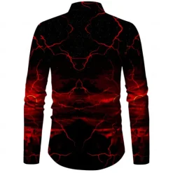 New OUKU Men's Halloween Costumes Shirt Button Up Shirt Long Sleeve Casual Dark Daily Fall Winter Spring & Summer Turndown Shirt Collar Button Up 3D Print Black Yellow Red Blue Fuchsia