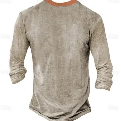 Online OUKU Men's Halloween Deer Henley Shirt Long Sleeve 3D Print Daily Ethnic Party Street Casual Winter Spring & Fall Blue Orange Gray Henley Henley T-Shirt