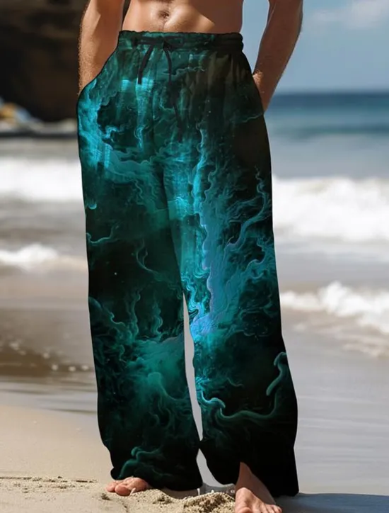 Outlet OUKU Men's Hawaiian Pants 3D Print Straight Leg Trousers Mid Waist Drawstring Elastic Waist Outdoor Street Holiday Summer Spring Fall Relaxed Fit Micro-elastic