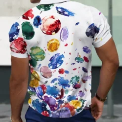 New OUKU Men's Hawaiian Polo Shirts Golf Shirt Short Sleeve Polo Shirts Collared Shirts Casual Beach Wear Vacation Wear Tropical Wear Party Outfits 3D Print Quarter Zip Polo Summer White Khaki