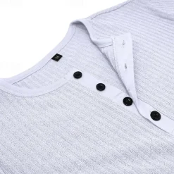 OUKU Men's Henley Shirt Ribbed Knit tee Tee Top Plain Henley Street Vacation Short Sleeves Clothing Apparel Fashion Designer Basic