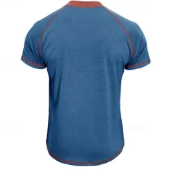 Best OUKU Men's Henley Shirt Short Sleeve Shirt Tee Top Solid Color Henley Outdoor Street Button Clothing Apparel Daily Hawaiian