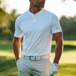 OUKU Men's Henley Shirt Short Sleeve Shirt Tee Top Short Sleeve Henley Summer Solid Color Daily Casual Street Style Buttons Outdoor Street Causal Black White Top Tee for Men
