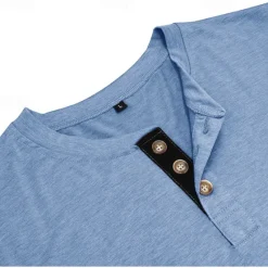 Outlet OUKU Men's Henley Shirt Tee Long Sleeve Shirt Plain Henley Casual Holiday Long Sleeve Button-Down Clothing Apparel Cotton Blend Fashion Designer Comfortable Essential