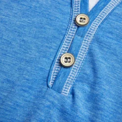 Outlet OUKU Men's Henley Shirt Tee Top Long Sleeve Patchwork Designer Retro Vintage Basic Button Up Fake two piece Henley Vacation Street Casual Daily Summer Black Blue Green Henley T-Shirt