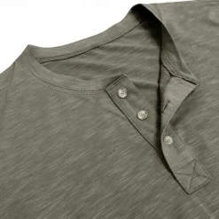 Outlet OUKU Men's Henley Shirt Tee Top Long Sleeve Solid Color Fashion Daily Buttons Henley Outdoor Street Causal Summer Army Green Black White Henley T-Shirt