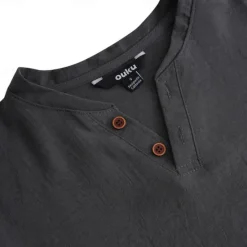 OUKU Men's Henley Shirt Tee Top Short Sleeves Plain Fashion Designer Basic Buttons V Neck V Neck Vacation Street Going out Summer Black White Light Blue Henley T-Shirt