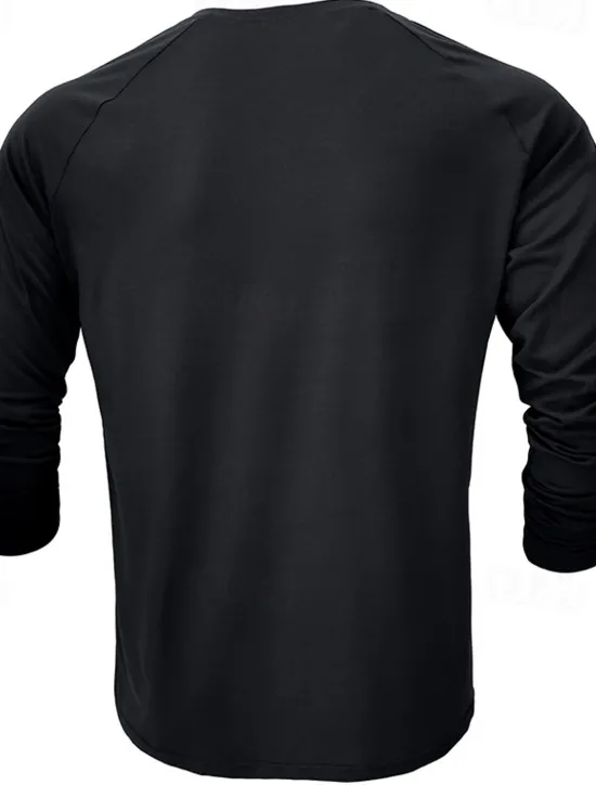 Outlet OUKU Men's Henley Shirt Tee Top Long Sleeve Shirt Plain Henley Street Vacation Long Sleeve Vintage Style Clothing Apparel Fashion Designer Basic